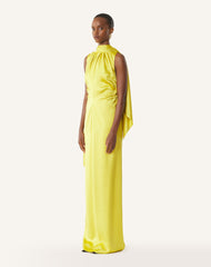 Robe Longue En Satin Yellow