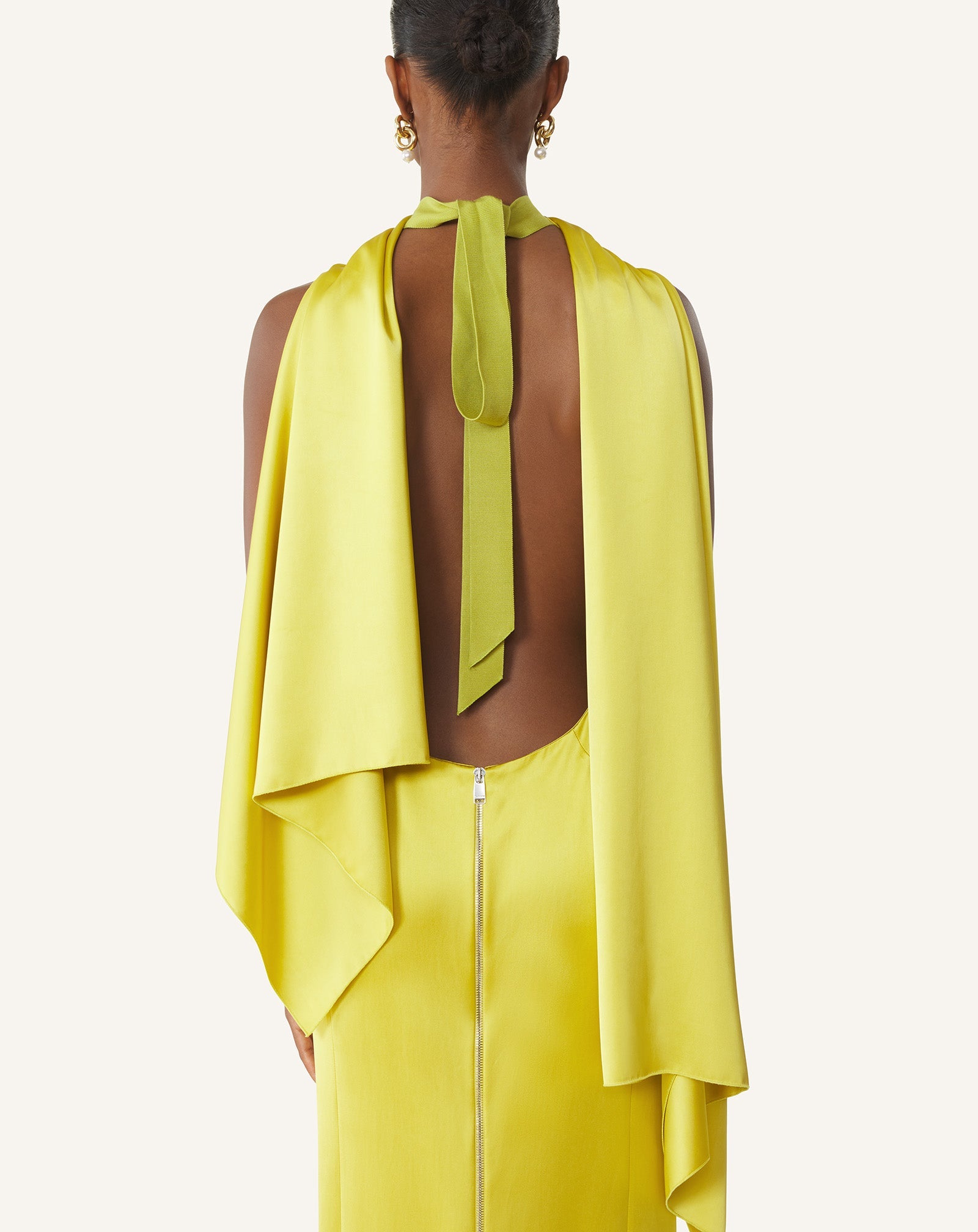 Robe Longue En Satin Yellow