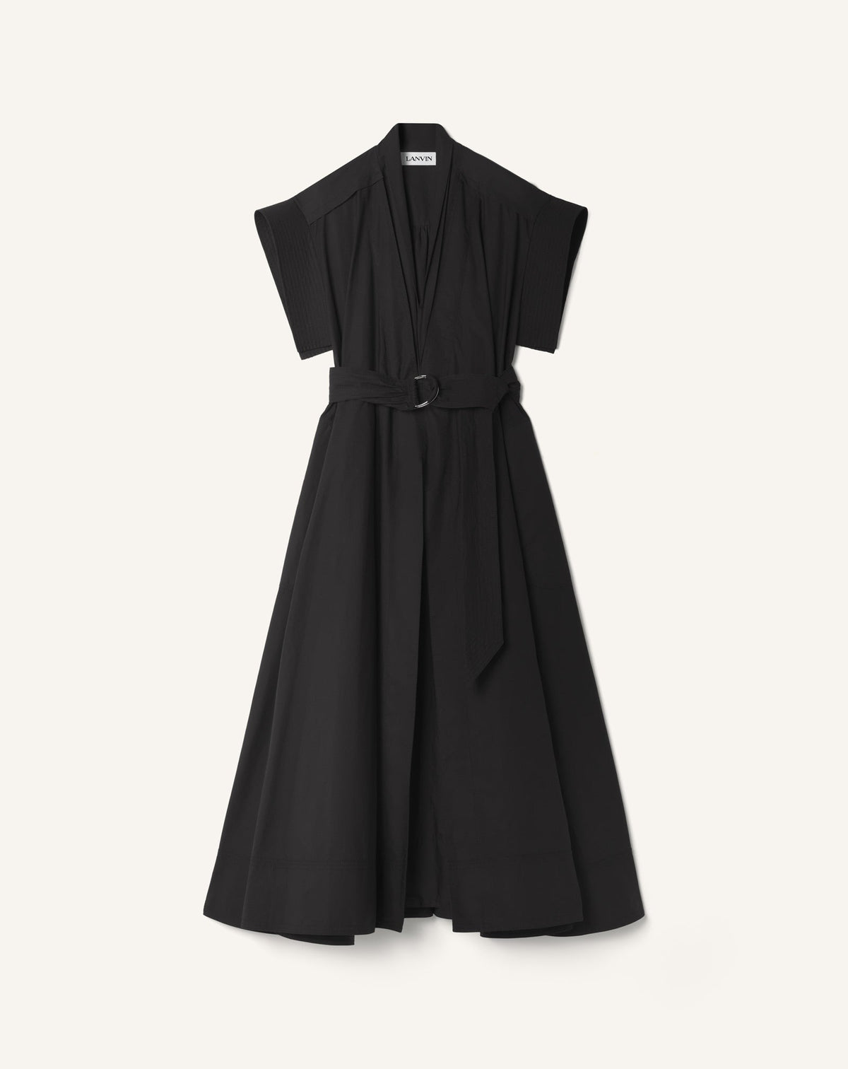 Robe Évasée En Popeline De Coton Black