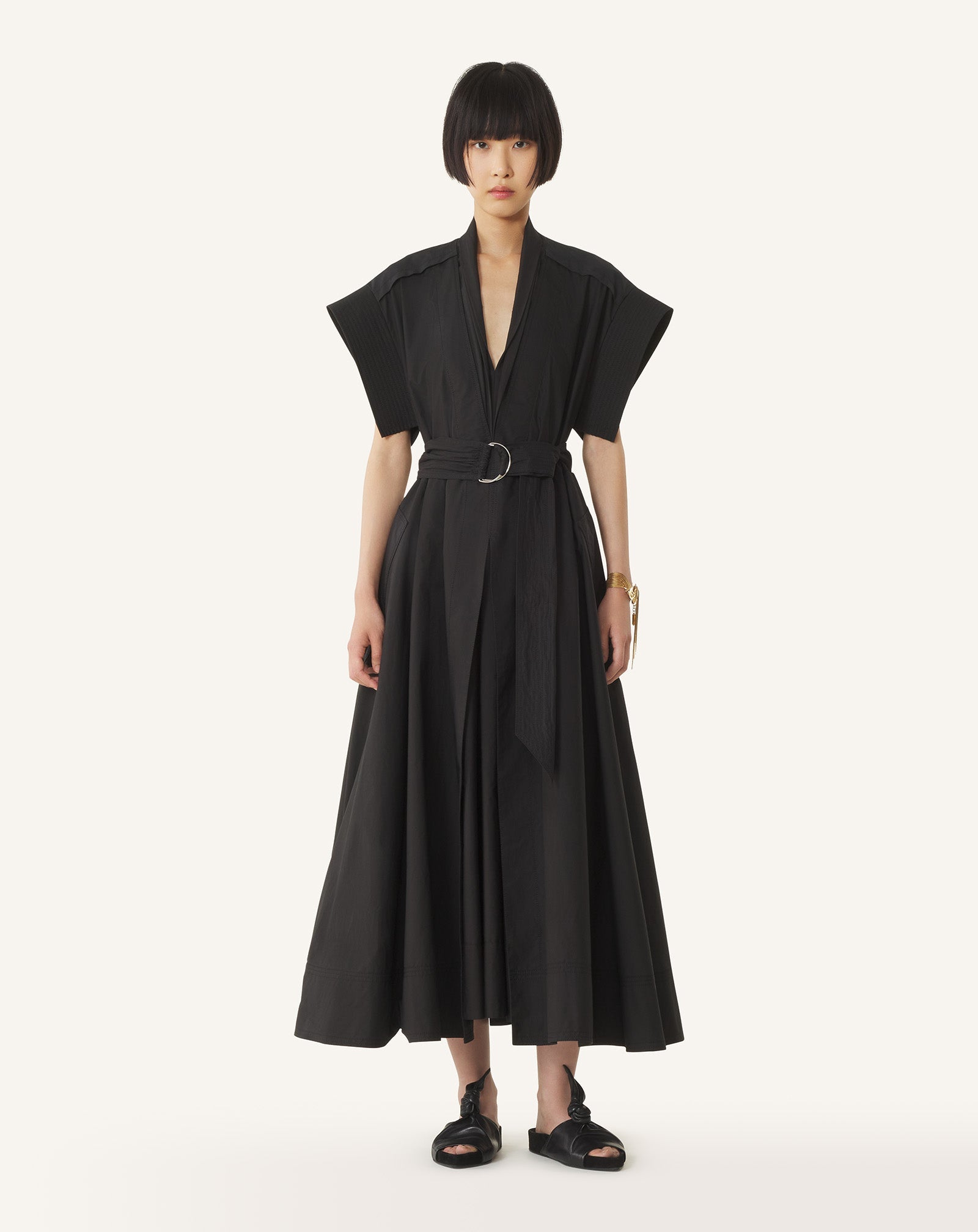 Robe Évasée En Popeline De Coton Black