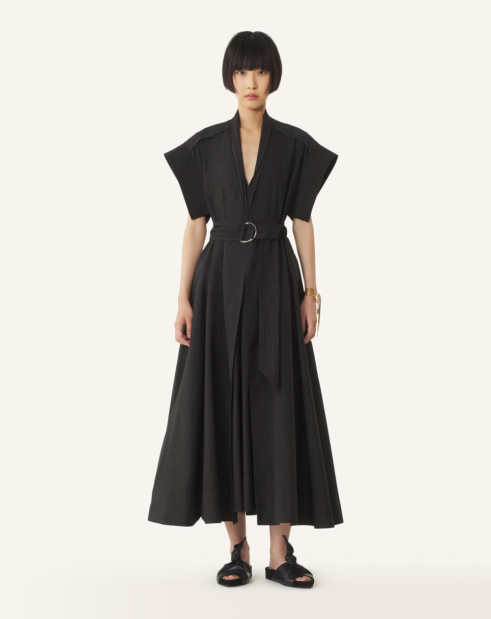 Robe Évasée En Popeline De Coton Black