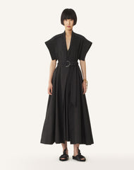 Robe Évasée En Popeline De Coton Black