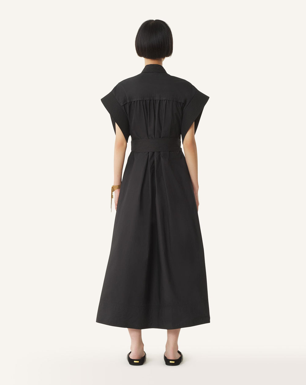 Robe Évasée En Popeline De Coton Black