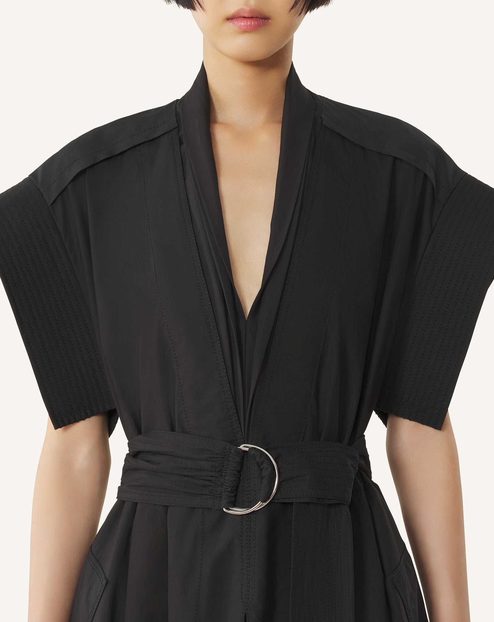 Robe Évasée En Popeline De Coton Black