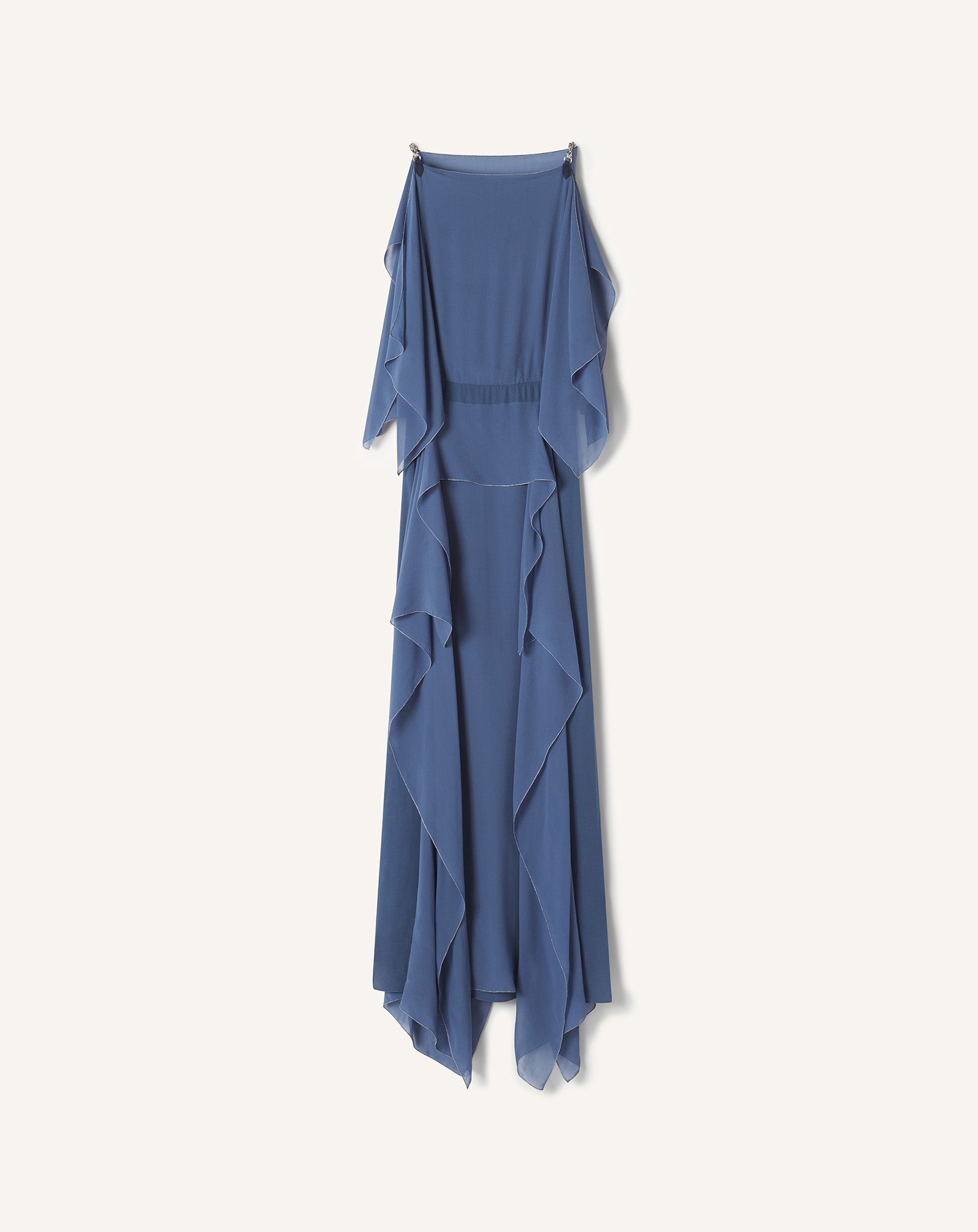 Robe Maxi En Georgette De Soie Blue