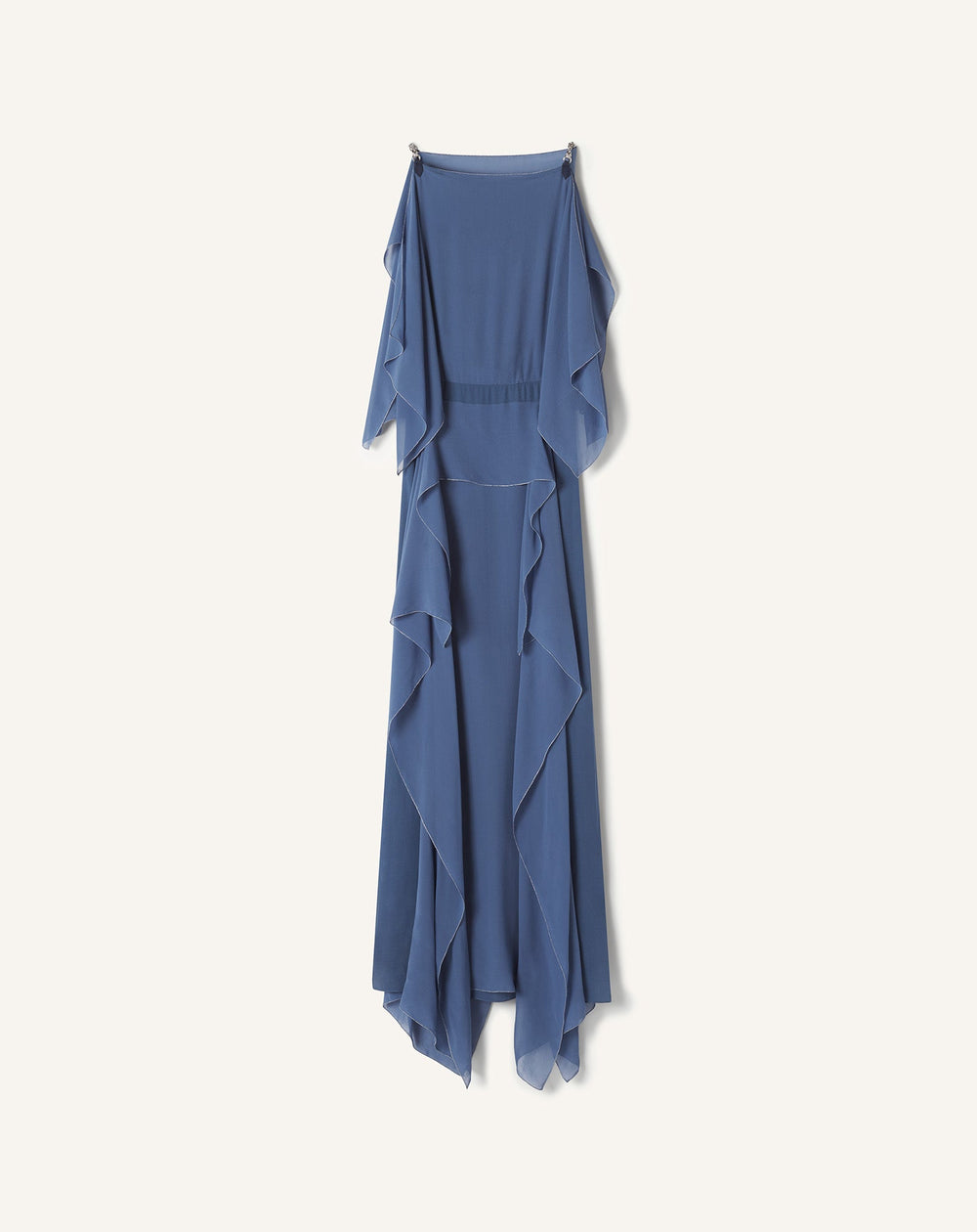 Robe Maxi En Georgette De Soie Blue
