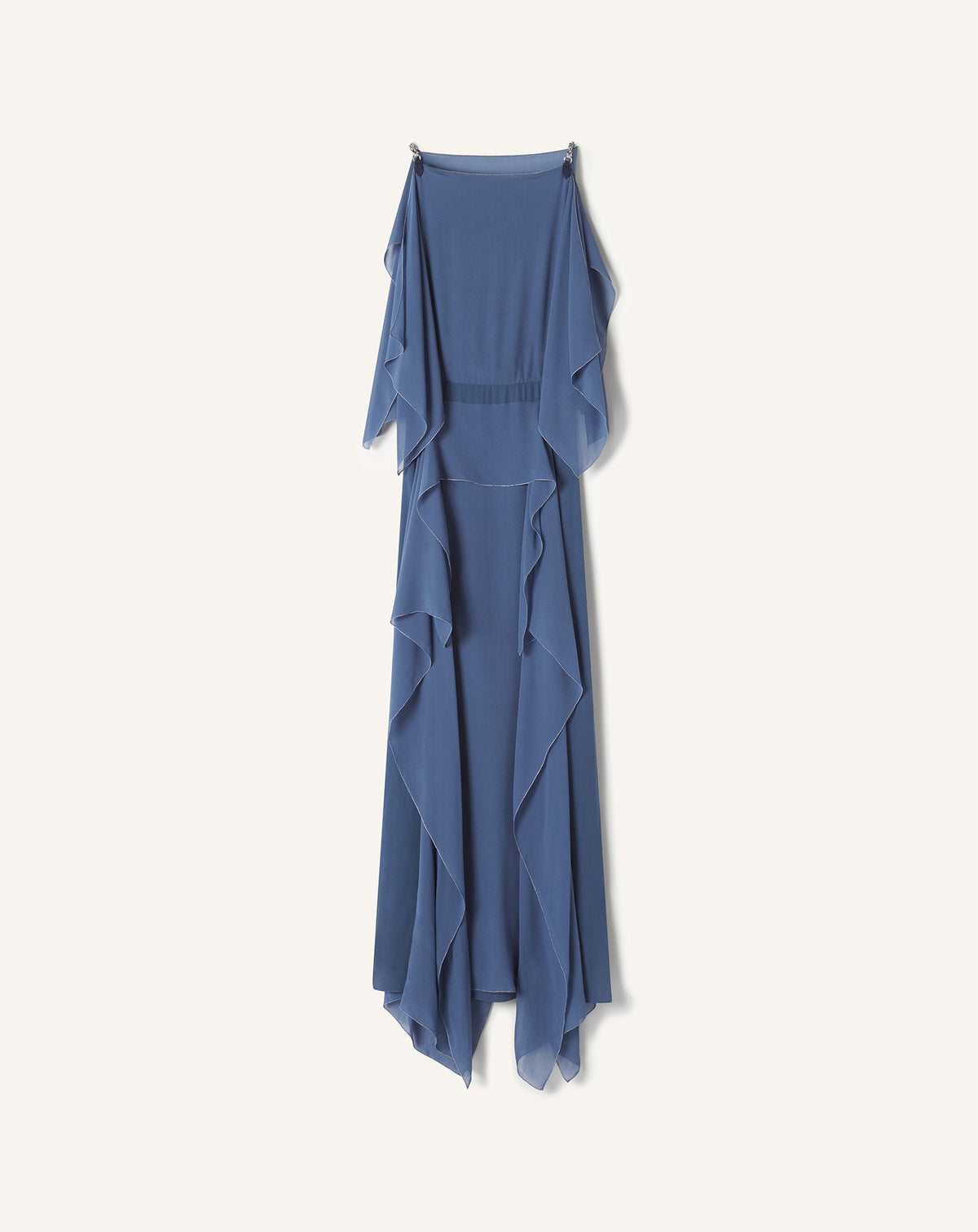 Robe Maxi En Georgette De Soie Blue