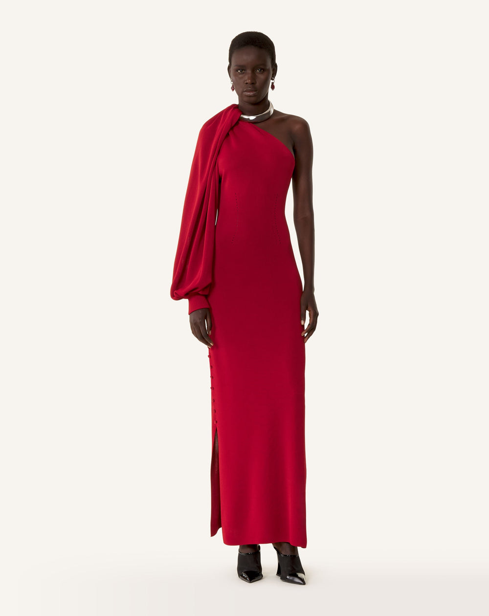 Robe Choker Asymétrique En Viscose Red