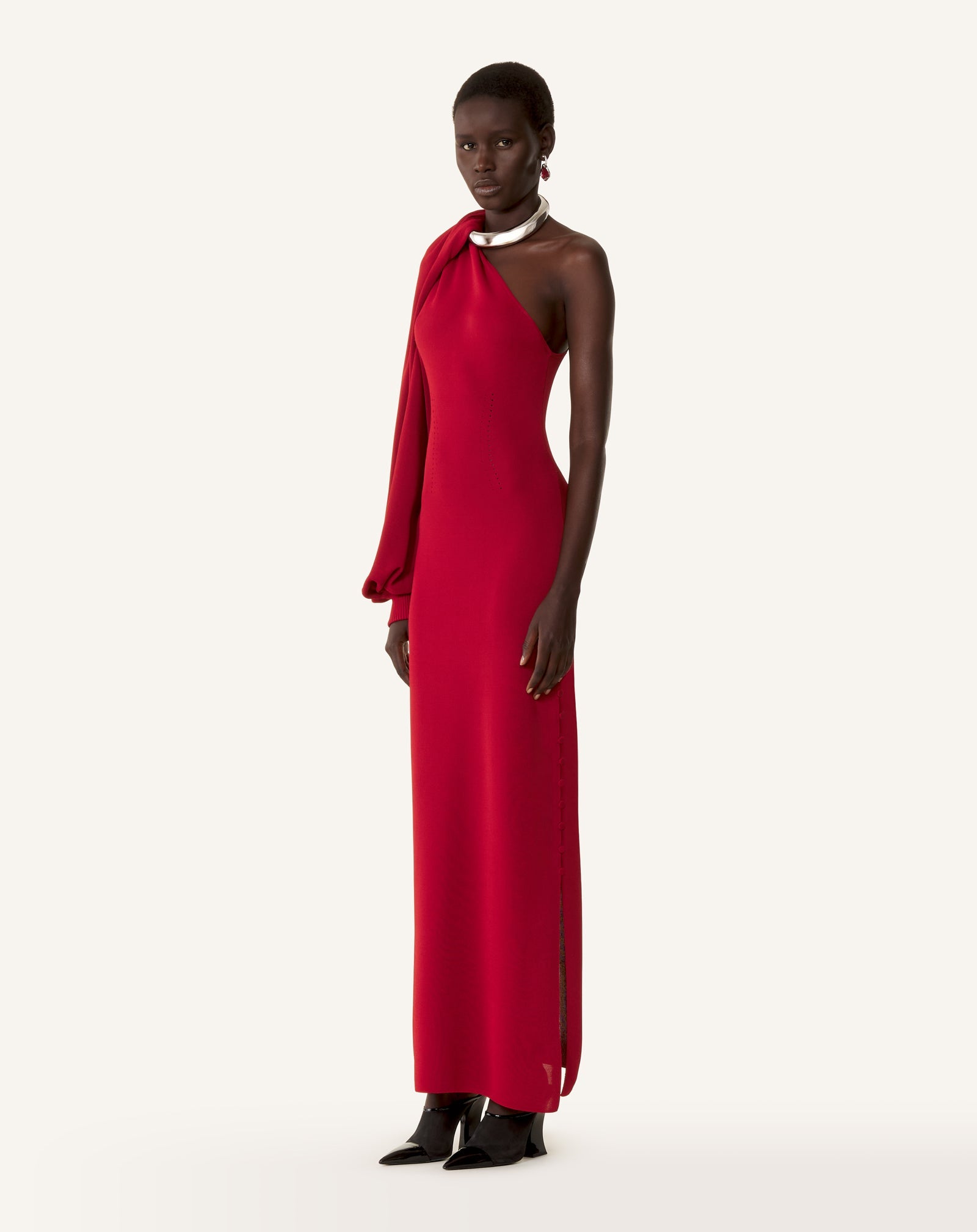 Robe Choker Asymétrique En Viscose Red
