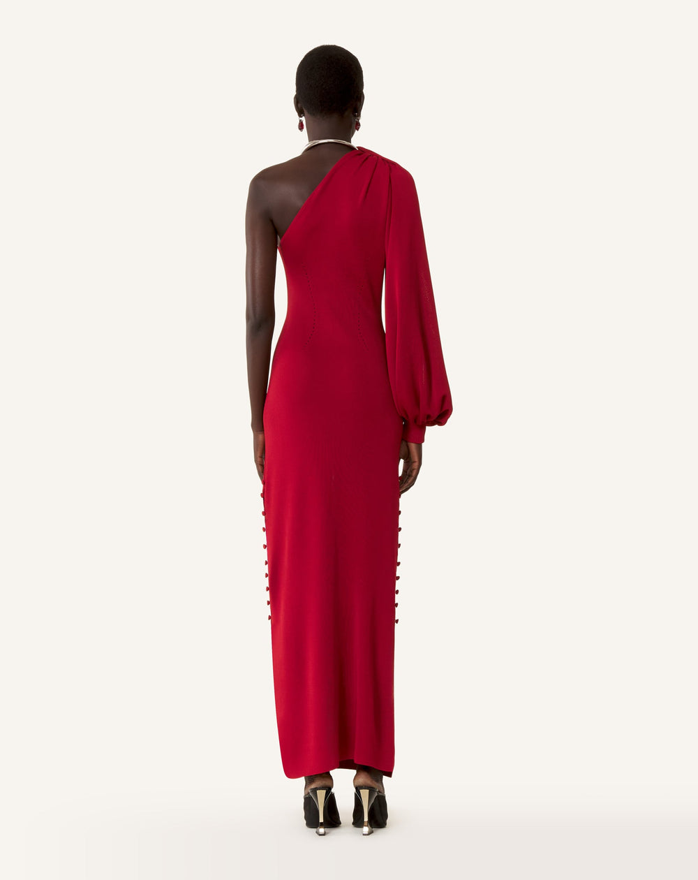 Robe Choker Asymétrique En Viscose Red