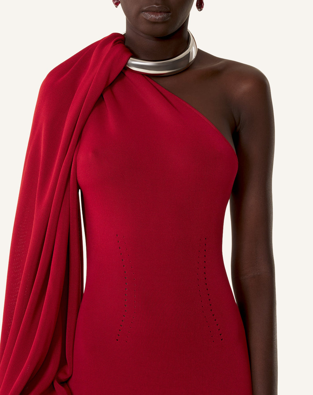 Robe Choker Asymétrique En Viscose Red