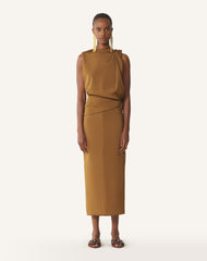 Robe Midi En Viscose Brown