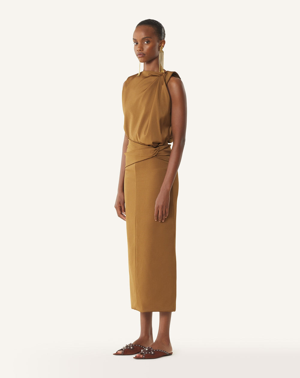 Robe Midi En Viscose Brown