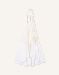 Robe Plissée En Charmeuse Et Coton White