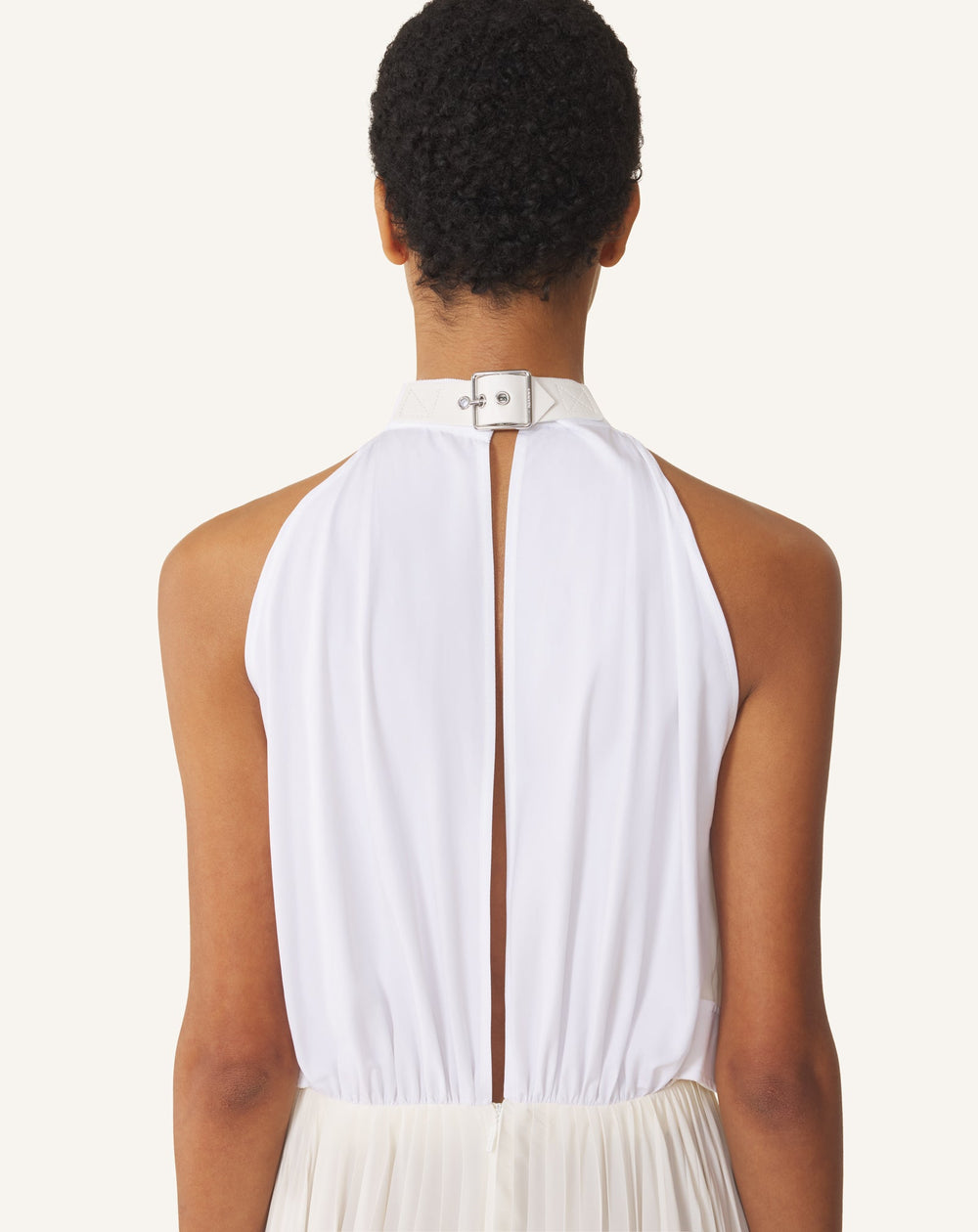 Robe Plissée En Charmeuse Et Coton White