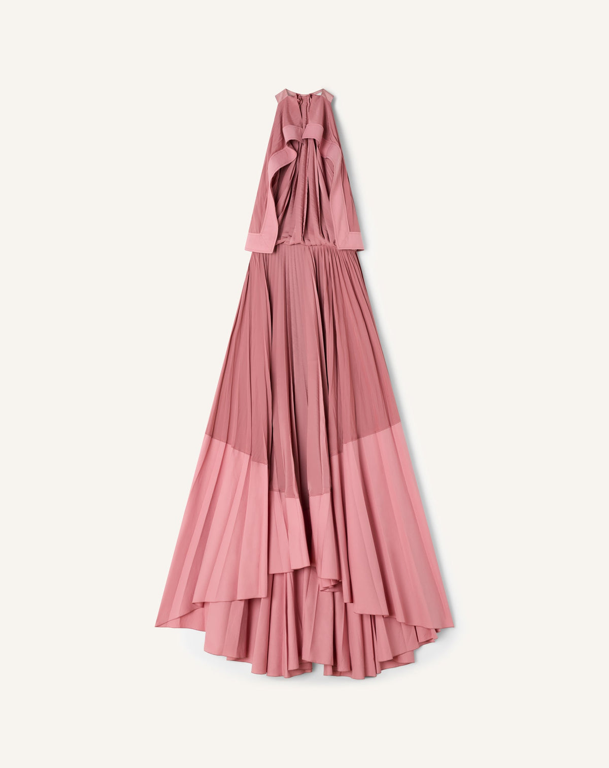 Robe Plissée En Charmeuse Et Coton Pink