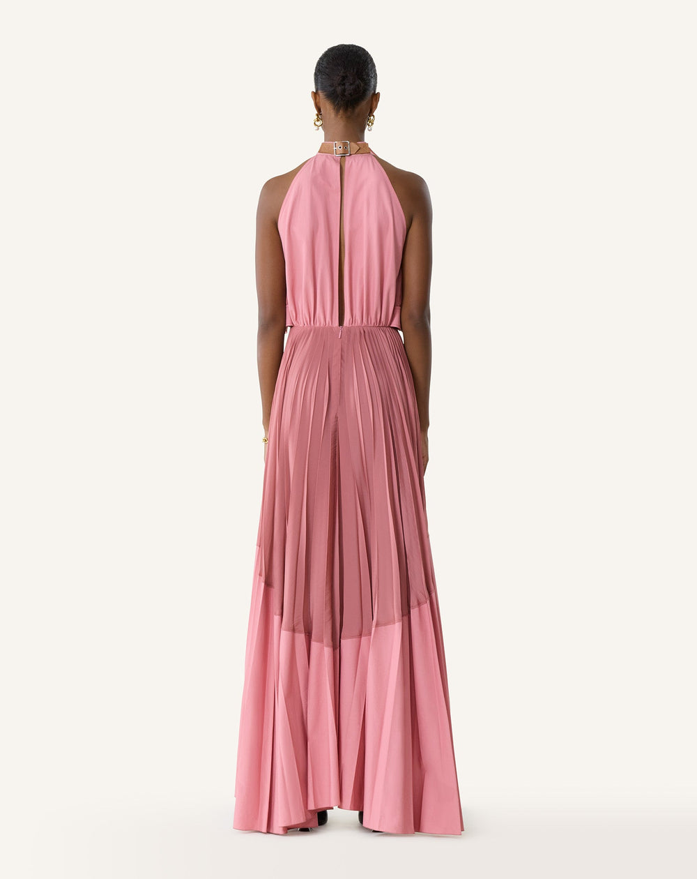 Robe Plissée En Charmeuse Et Coton Pink