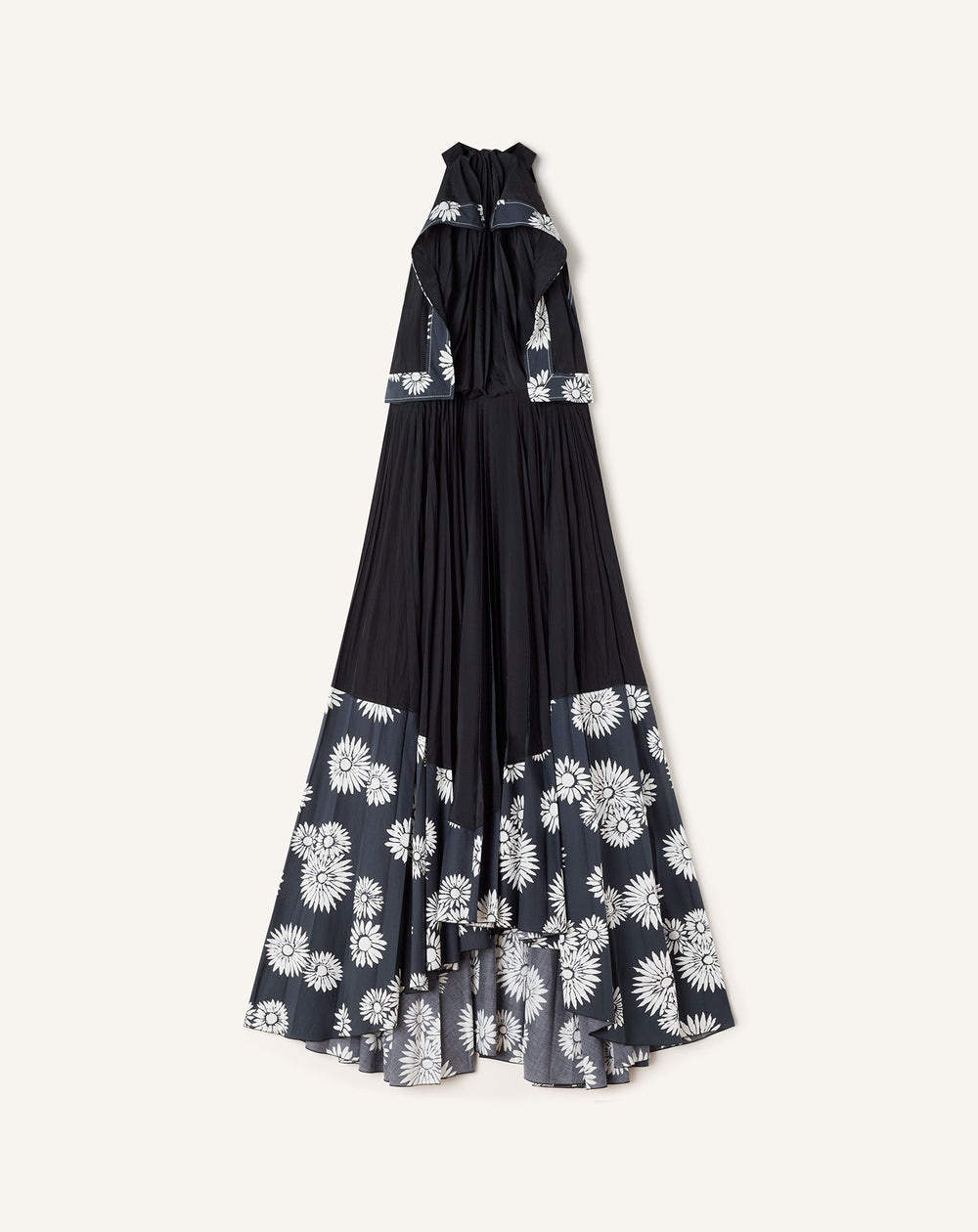 Robe Plissée En Charmeuse Et Coton Imprimé Black