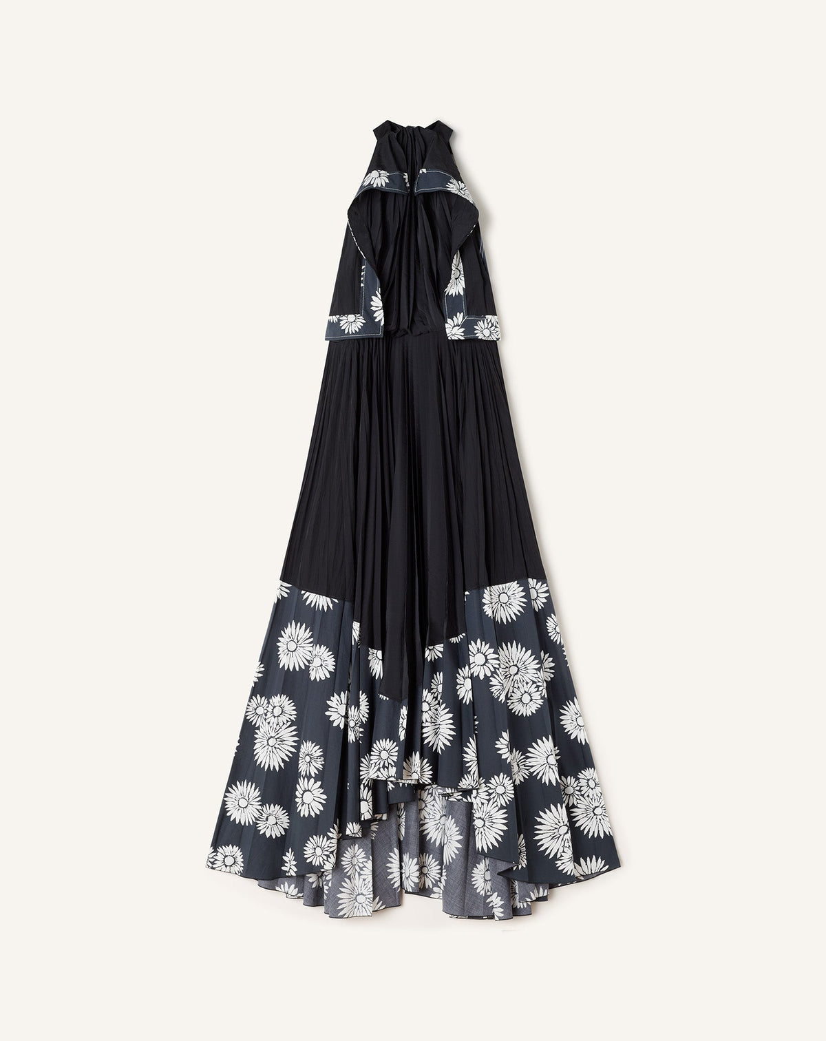 Robe Plissée En Charmeuse Et Coton Imprimé Black