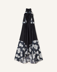 Robe Plissée En Charmeuse Et Coton Imprimé Black