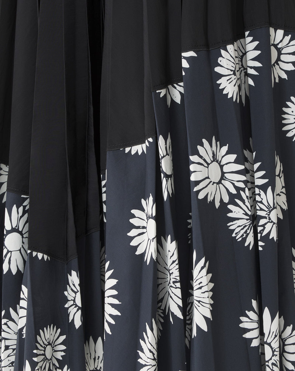 Robe Plissée En Charmeuse Et Coton Imprimé Black
