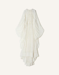 White Long Dress In Plumetis Silk