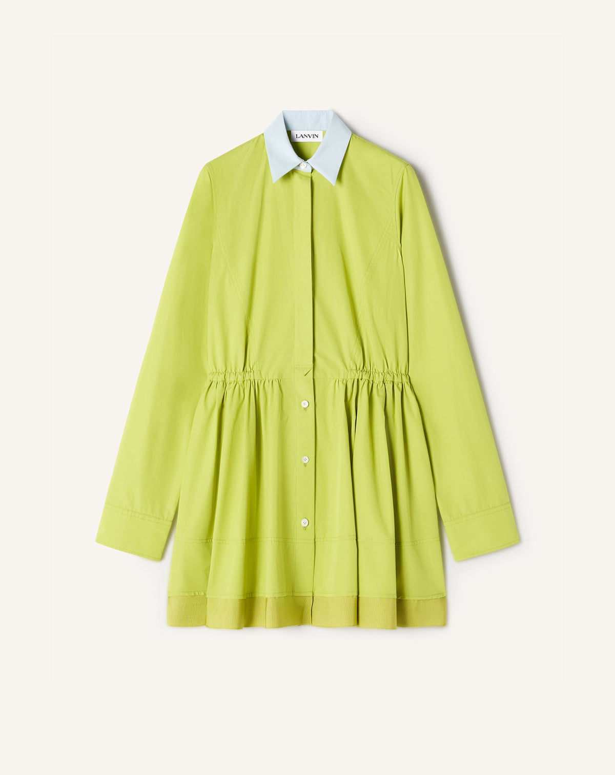 Robe Chemise Courte En Popeline De Coton Green
