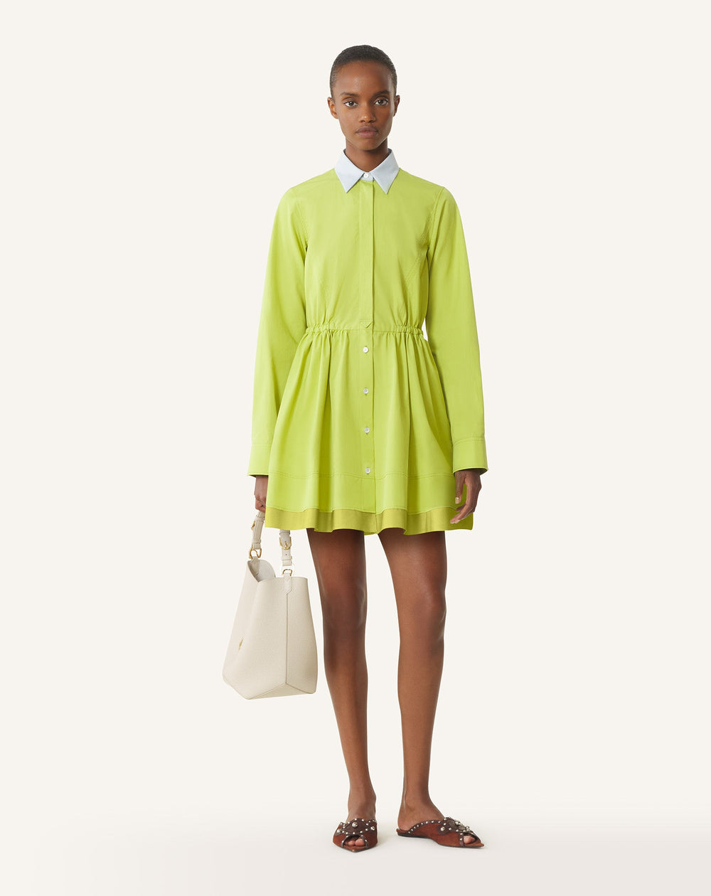 Robe Chemise Courte En Popeline De Coton Green