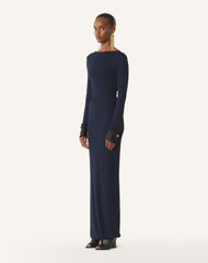 Robe Drapée En Jersey Crêpe Blue