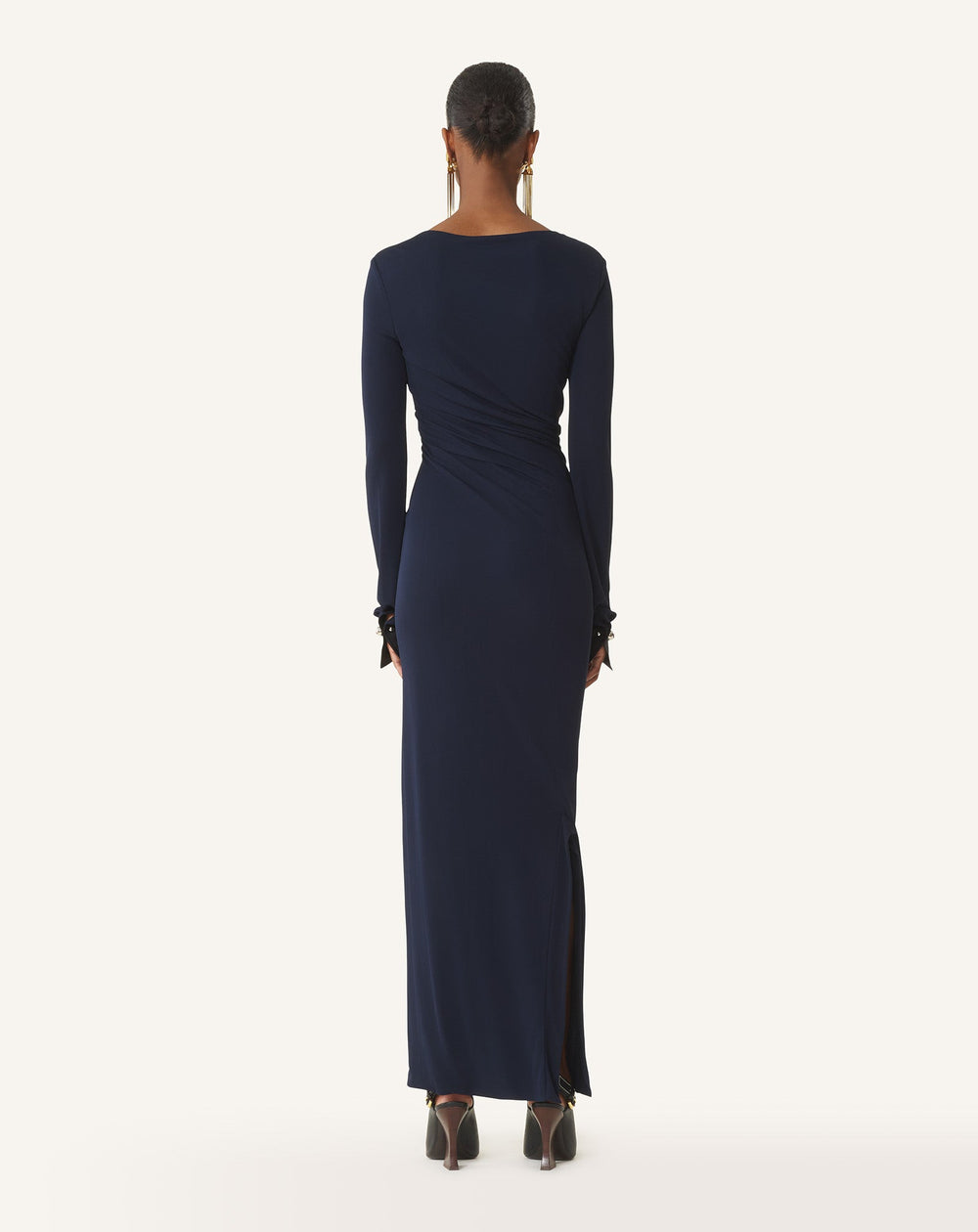 Robe Drapée En Jersey Crêpe Blue