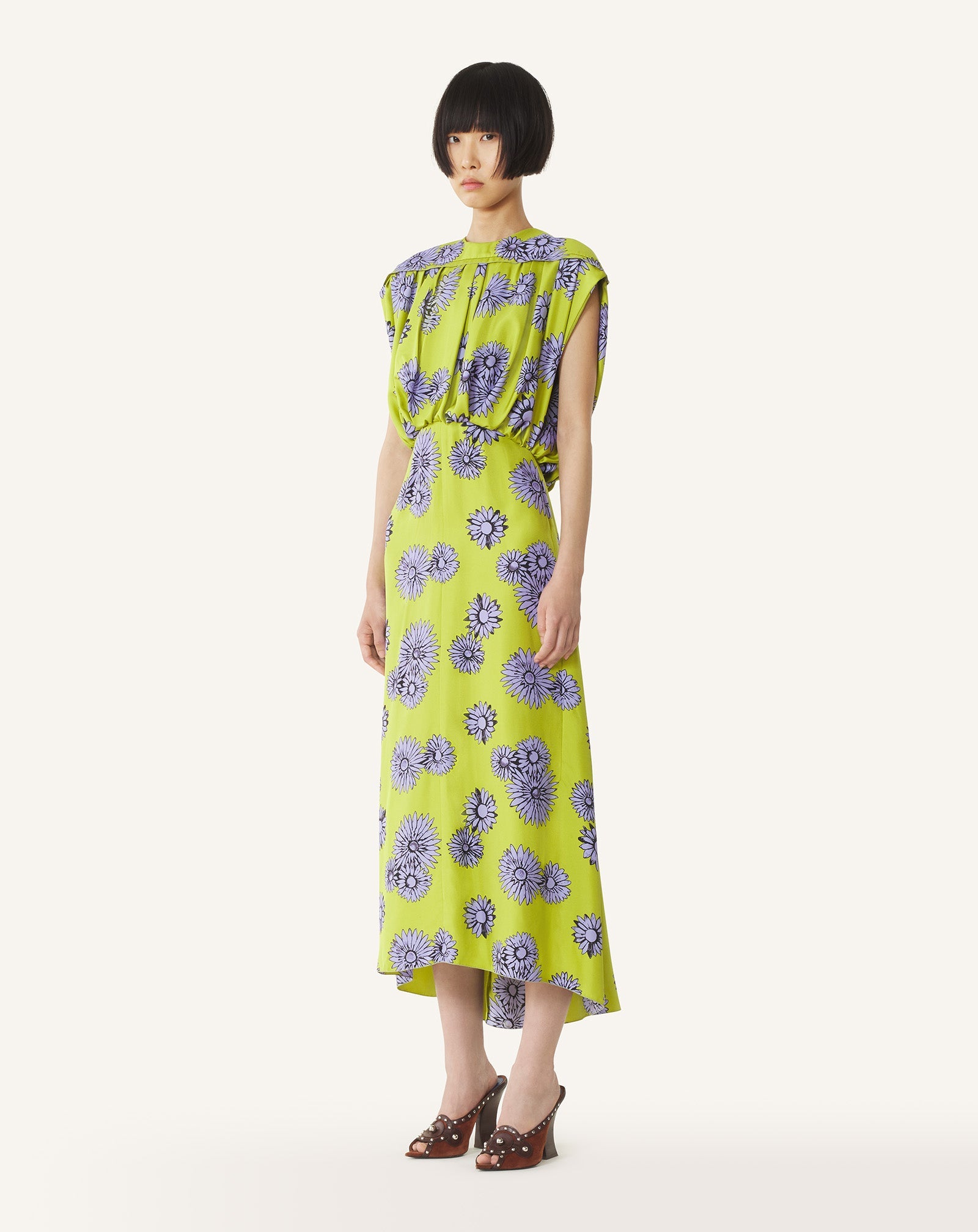 Robe Midi En Soie Imprimée Green