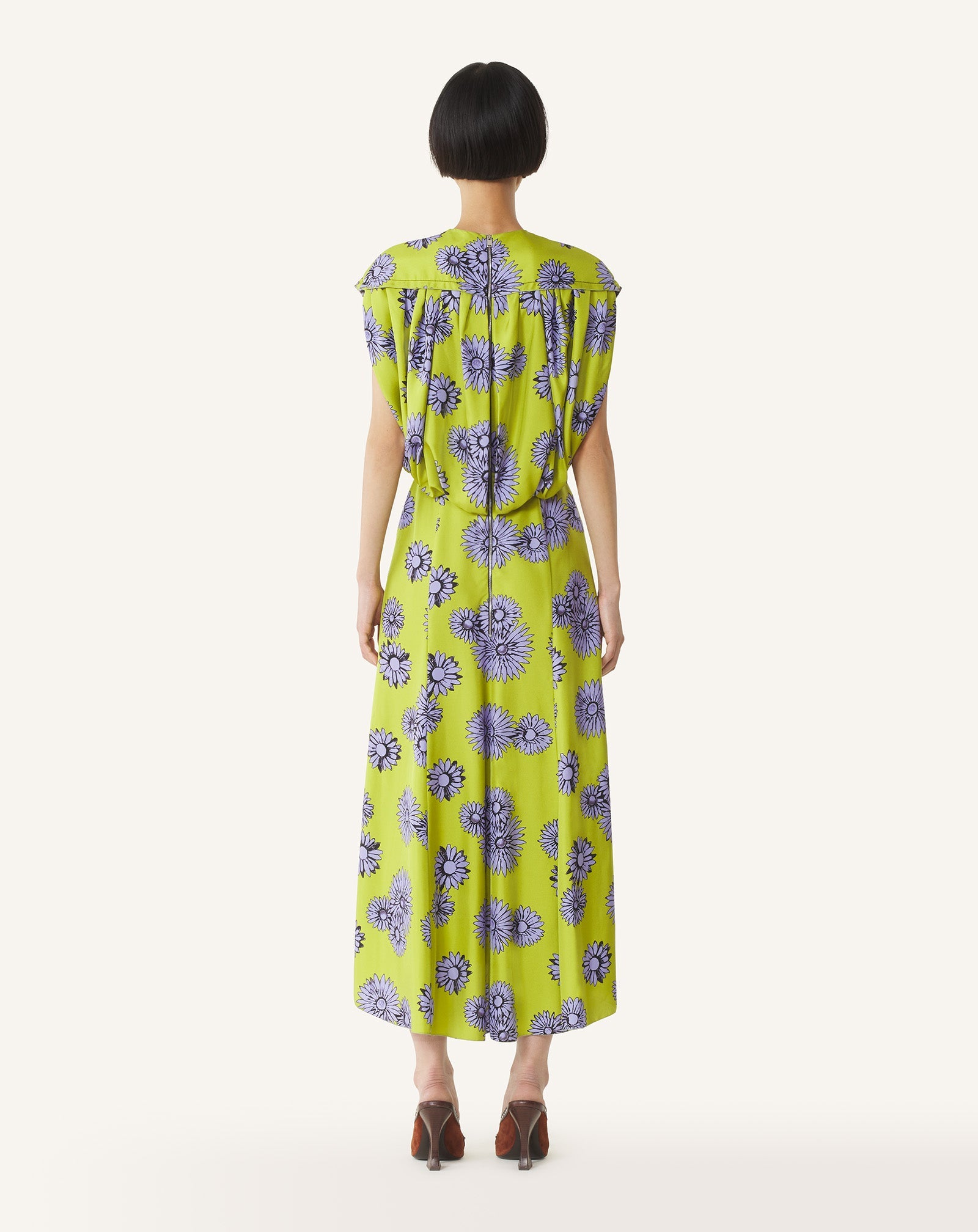 Robe Midi En Soie Imprimée Green