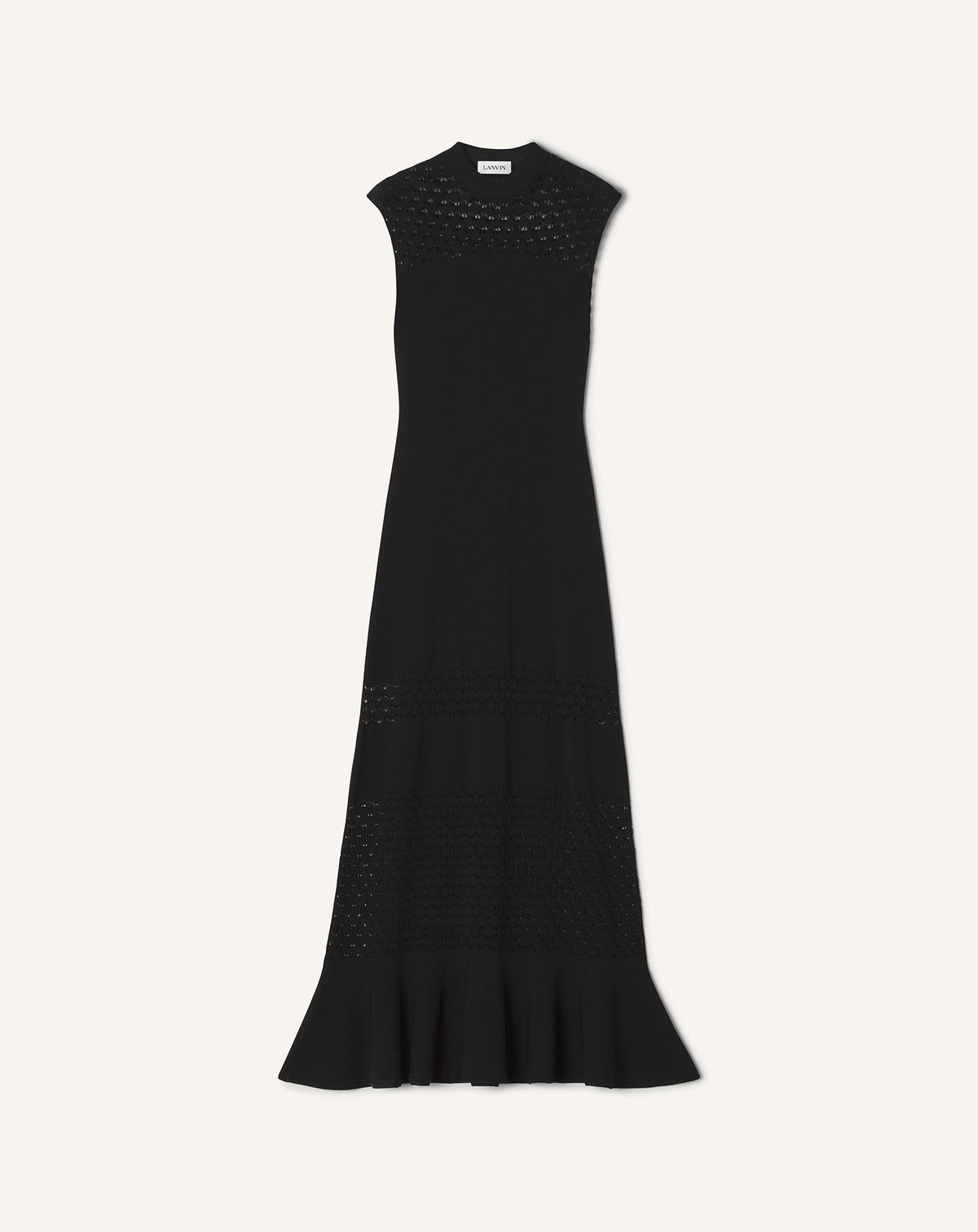 Black Lace Detail Dress In Viscose