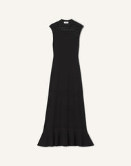Black Lace Detail Dress In Viscose