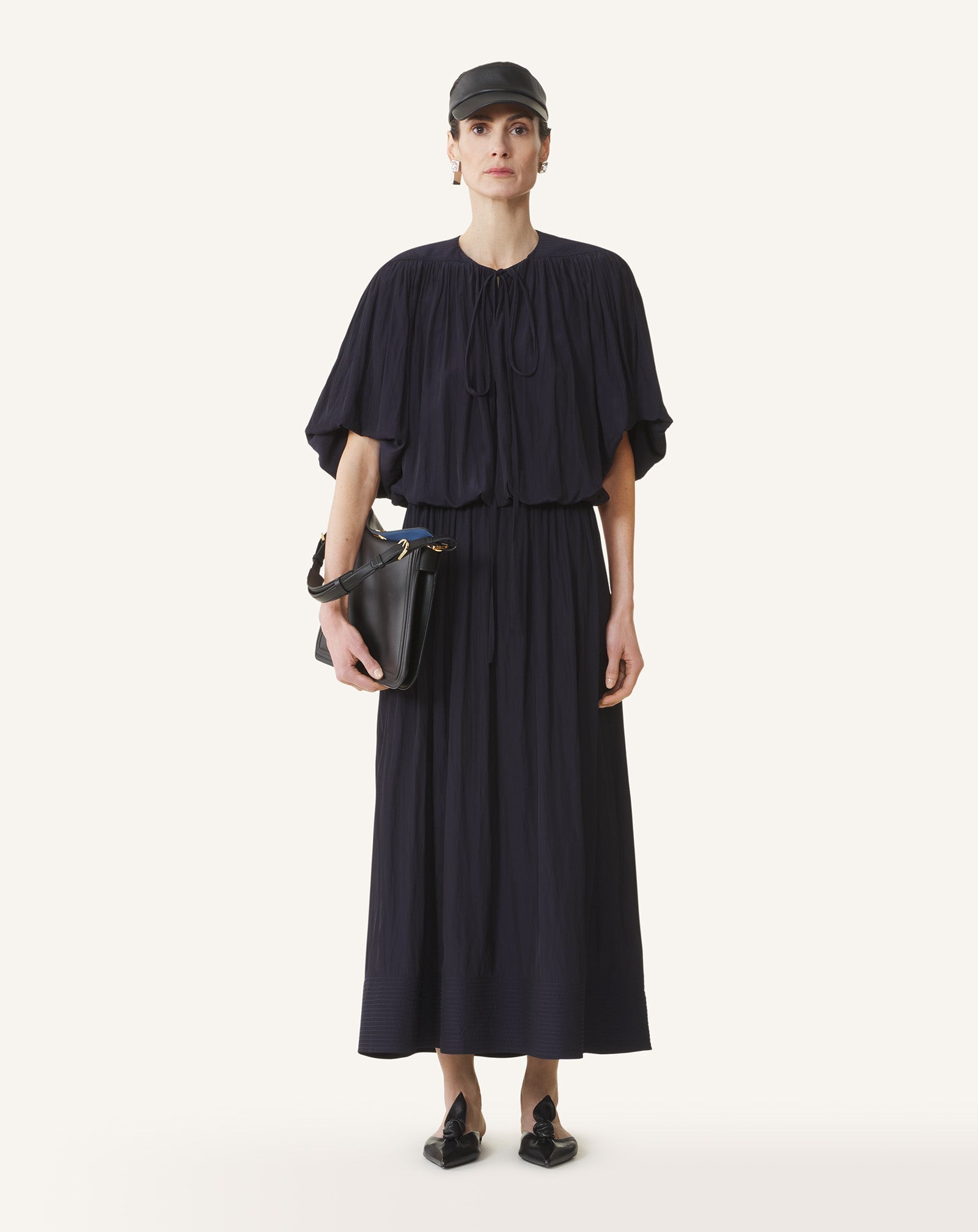 Blue Midi Dress In Charmeuse
