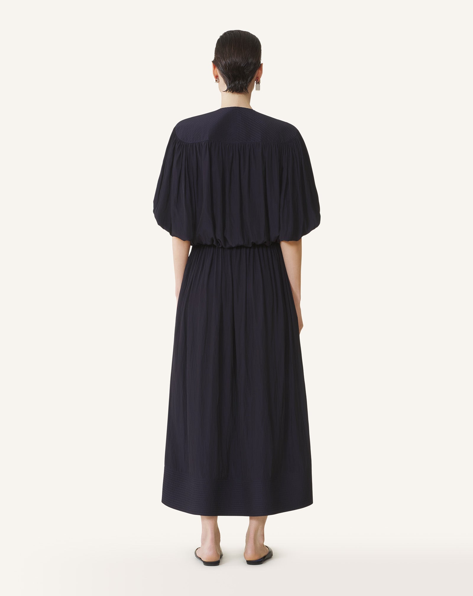 Blue Midi Dress In Charmeuse