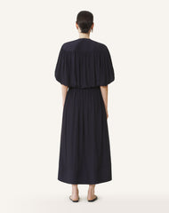 Blue Midi Dress In Charmeuse