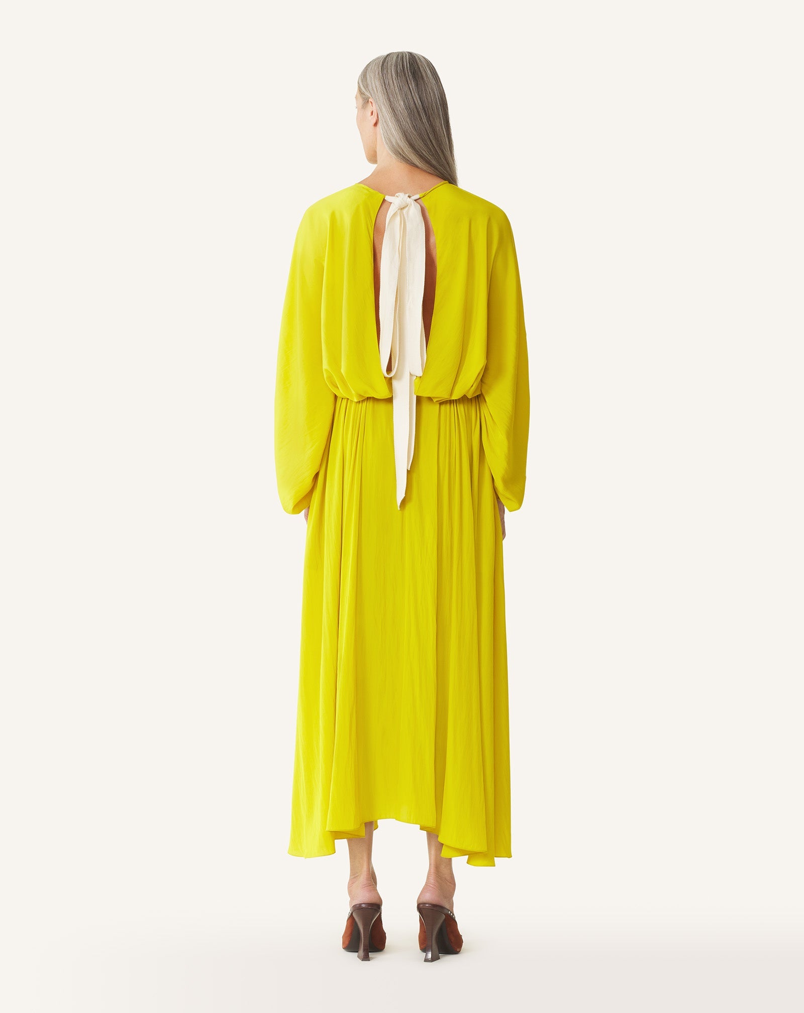 Robe Cintrée En Charmeuse Yellow