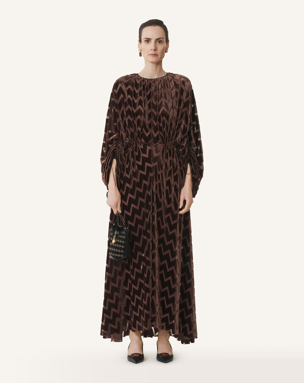 Brown Devoré Velvet Dress