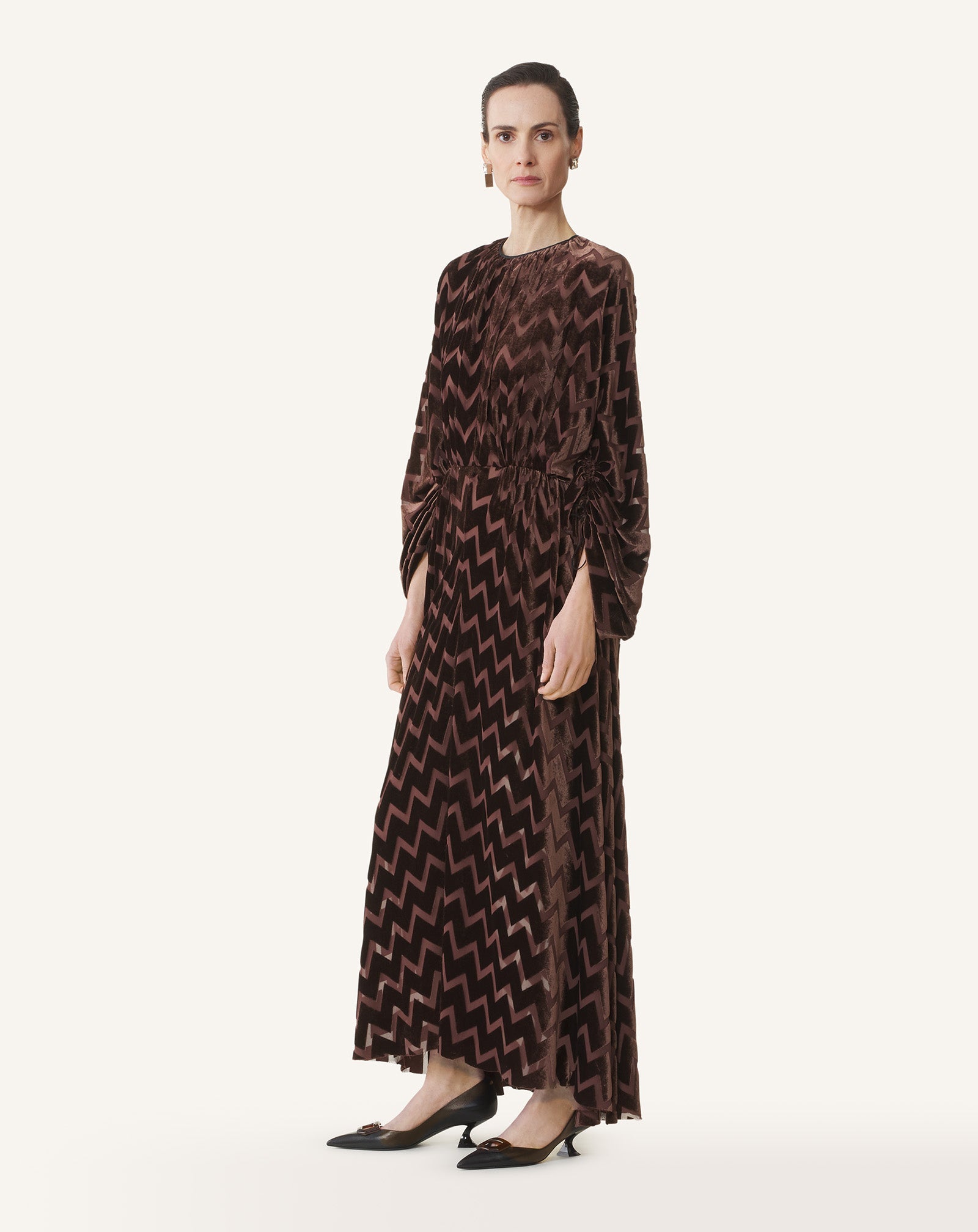 Brown Devoré Velvet Dress
