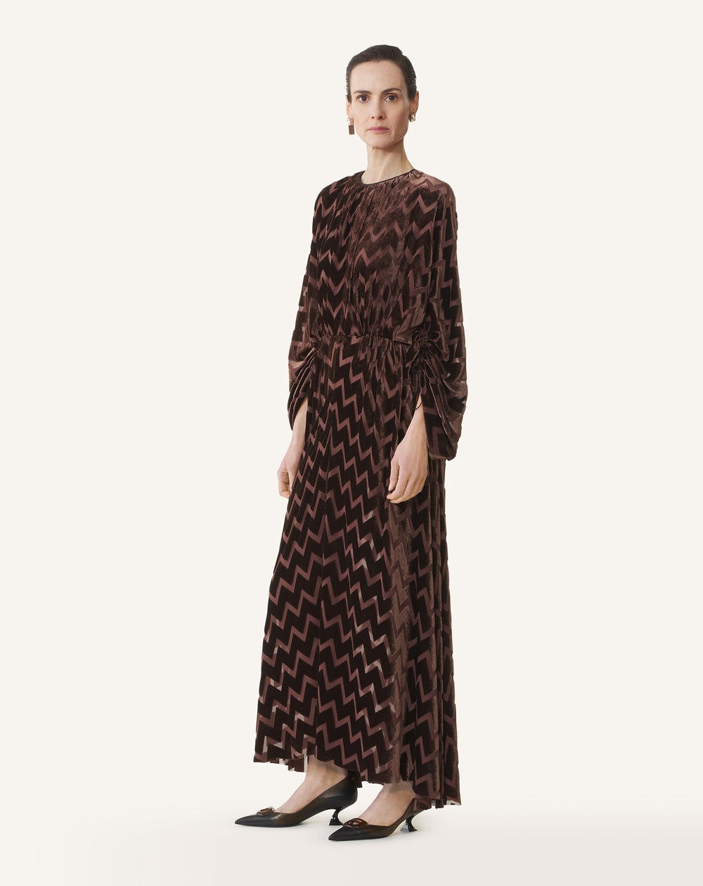 Brown Devoré Velvet Dress