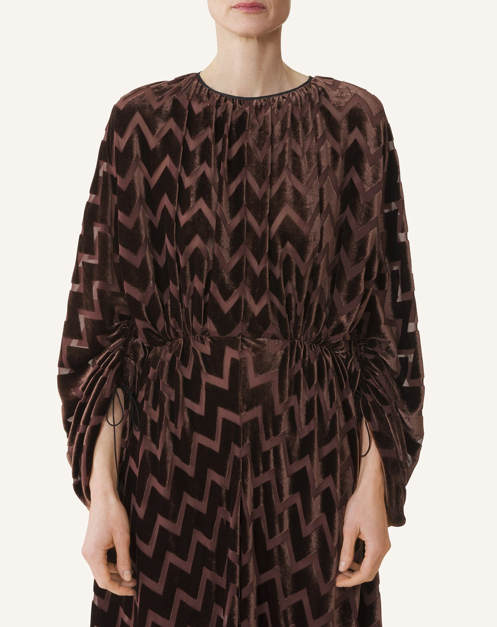 Brown Devoré Velvet Dress