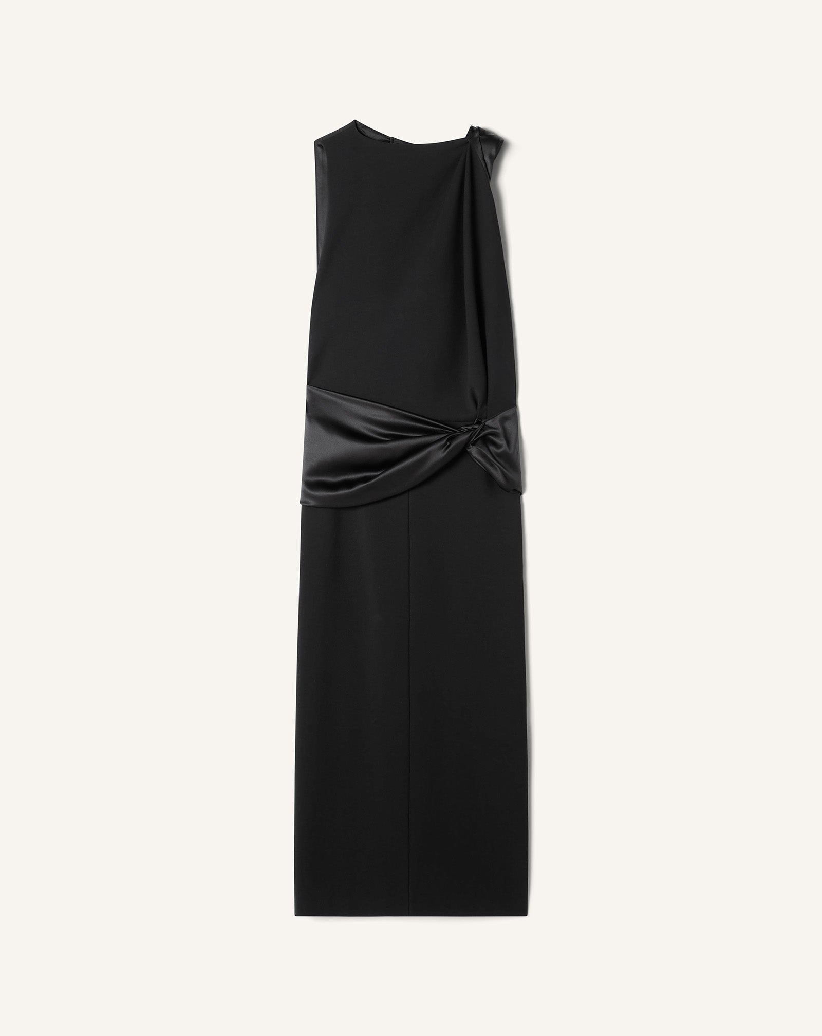 Robe Midi En Jersey Et Satin Black
