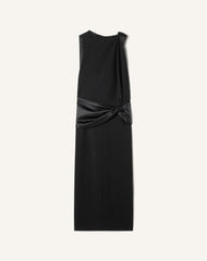 Robe Midi En Jersey Et Satin Black