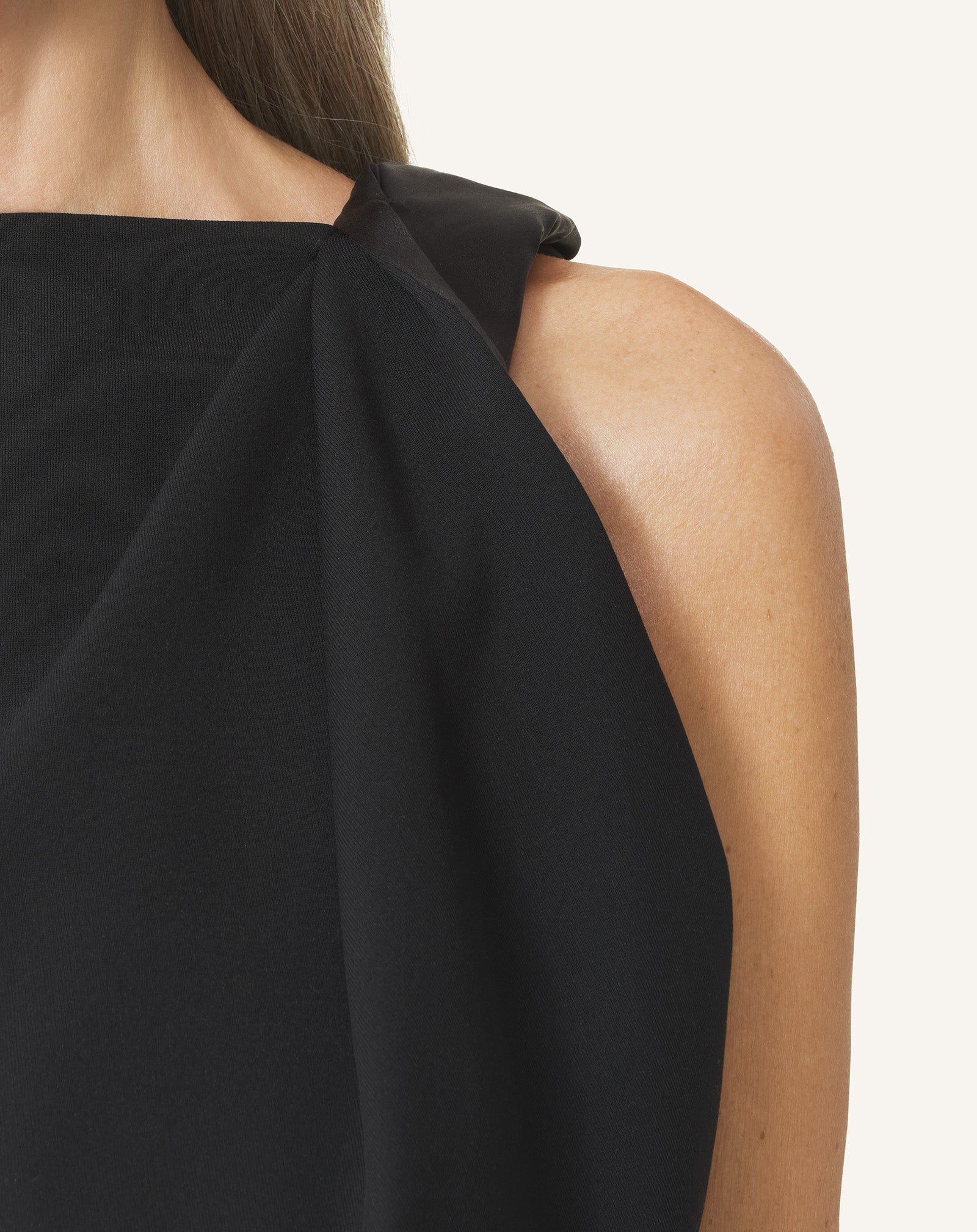 Robe Midi En Jersey Et Satin Black