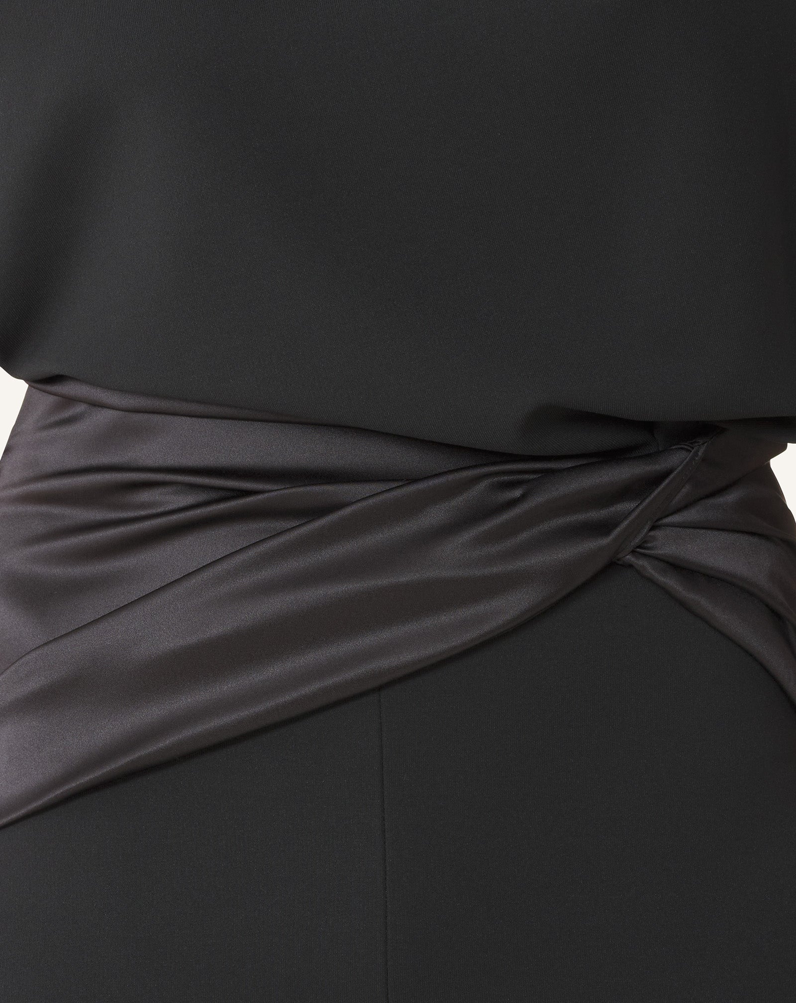 Robe Midi En Jersey Et Satin Black