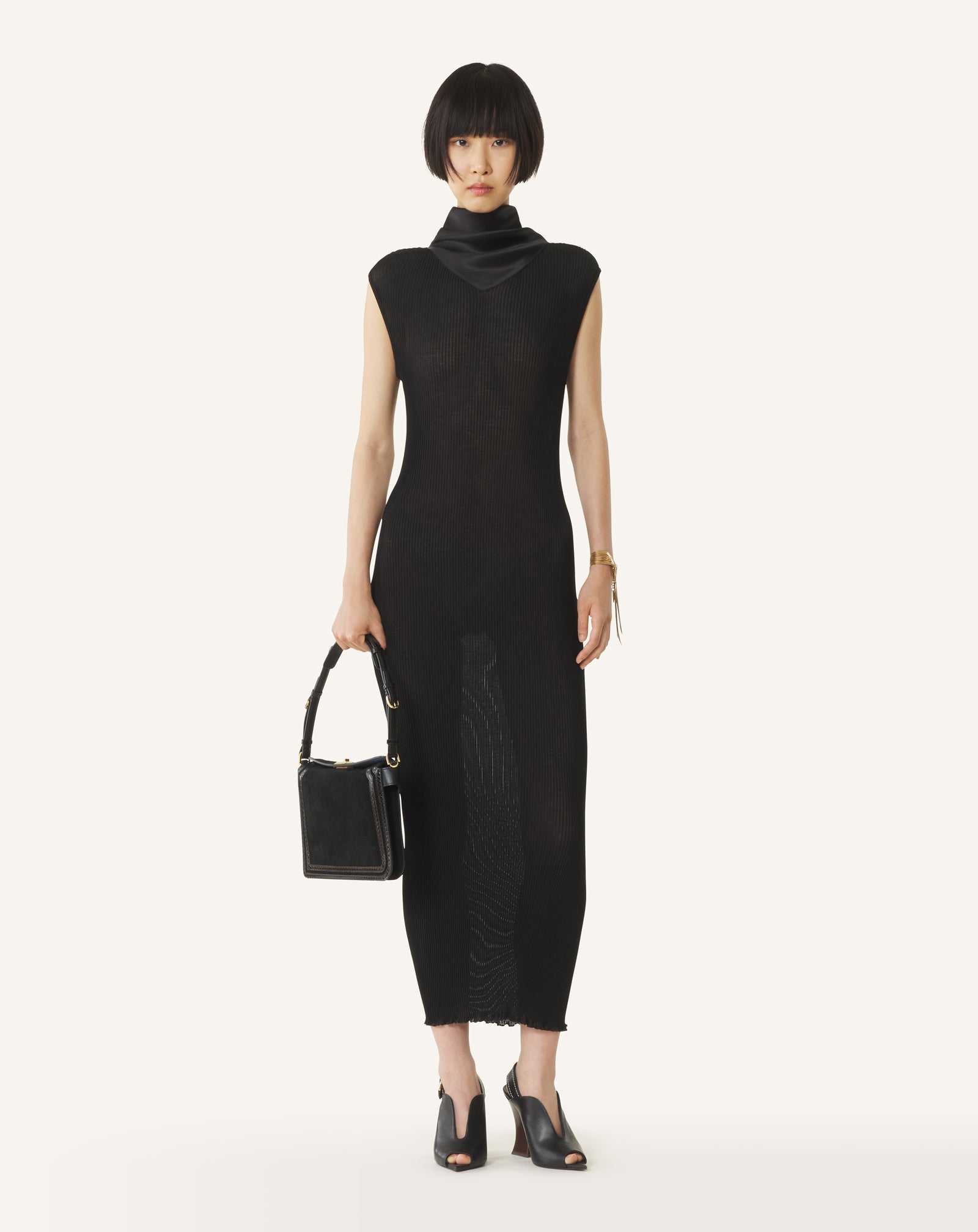Robe En Jersey Plissé Black