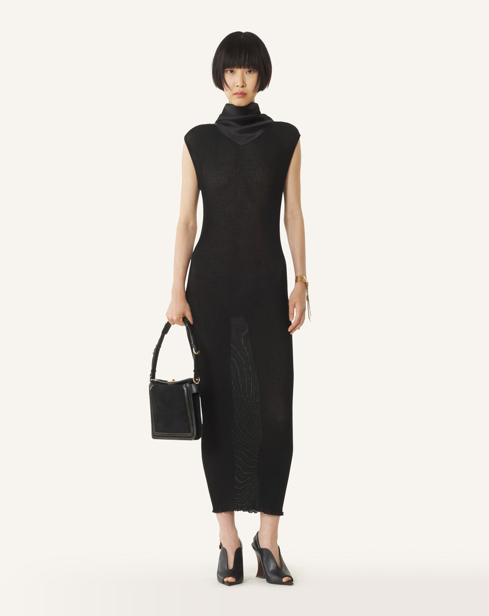 Robe En Jersey Plissé Black