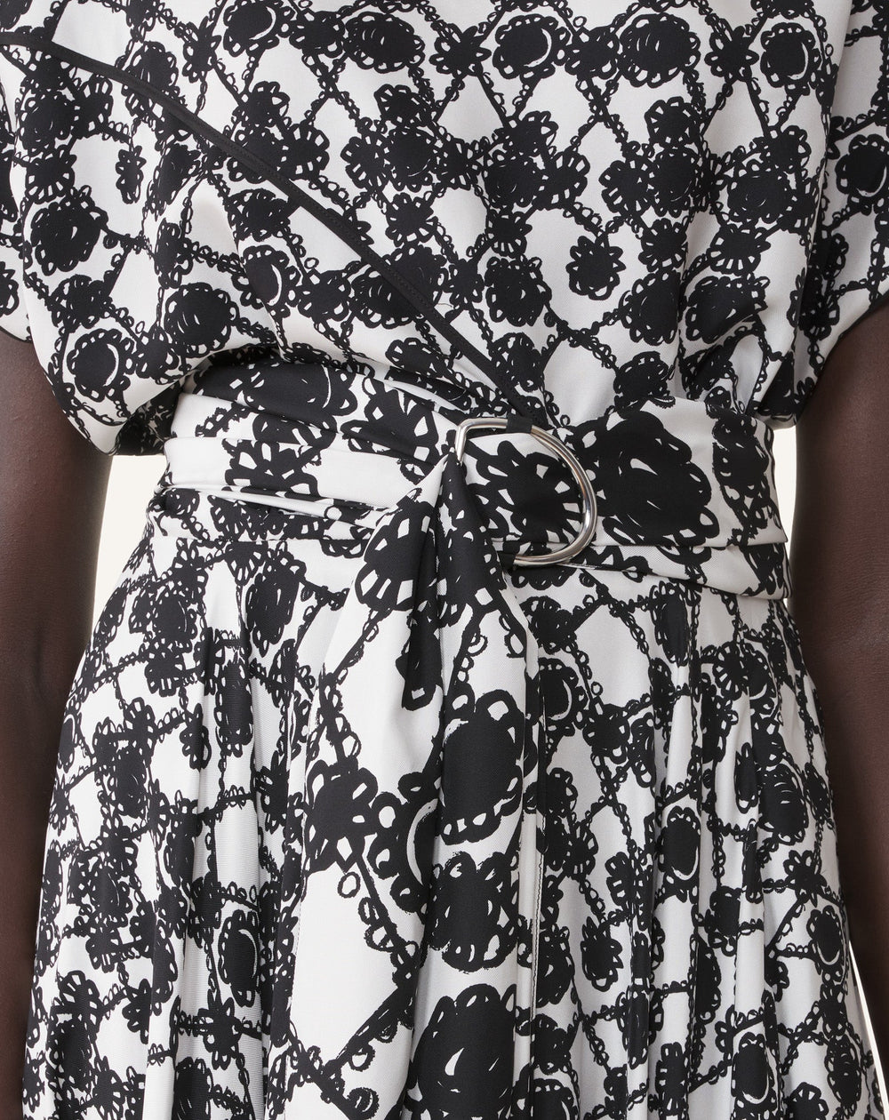 Robe Drapée En Soie Imprimée White