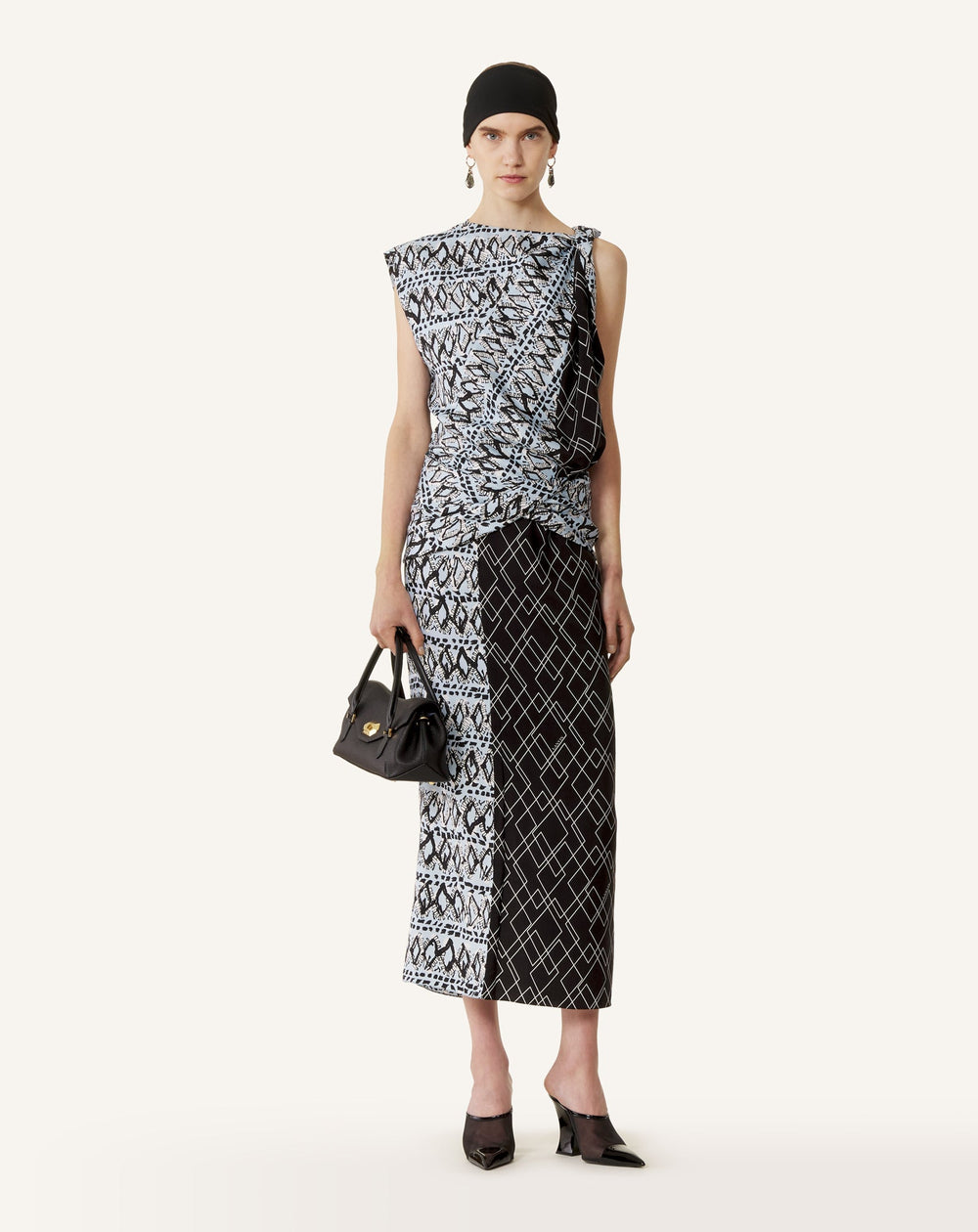 Robe Patchwork En Soie Imprimée